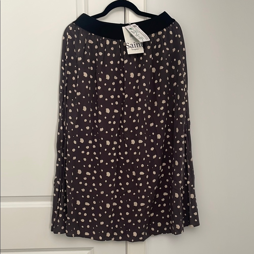 Saint Laurent Pleated Black and White Midi Skirt